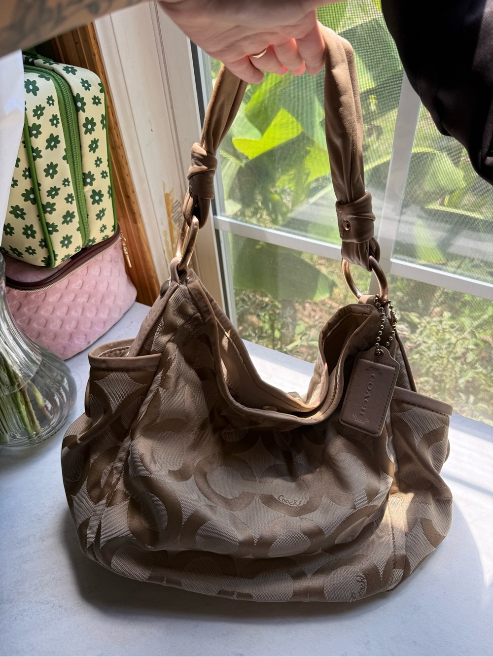 Coach Khaki Signature Canvas Shoulder Bag